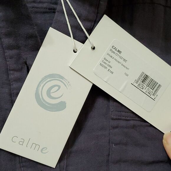 Johnny Was Calme Women's Double Packet Shacket,  Color Graphite Size Medium - Picture 6 of 8